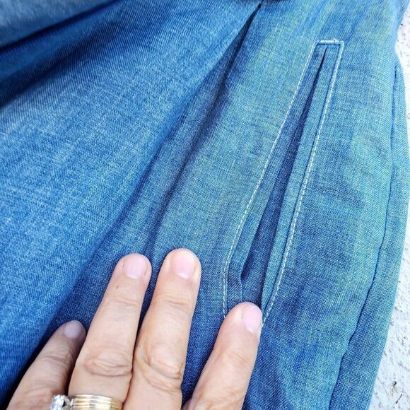 80s Pantsuit Platinum Dorothy Schoelen Light Denim Distressed Made in USA 2 4 - Picture 16 of 16